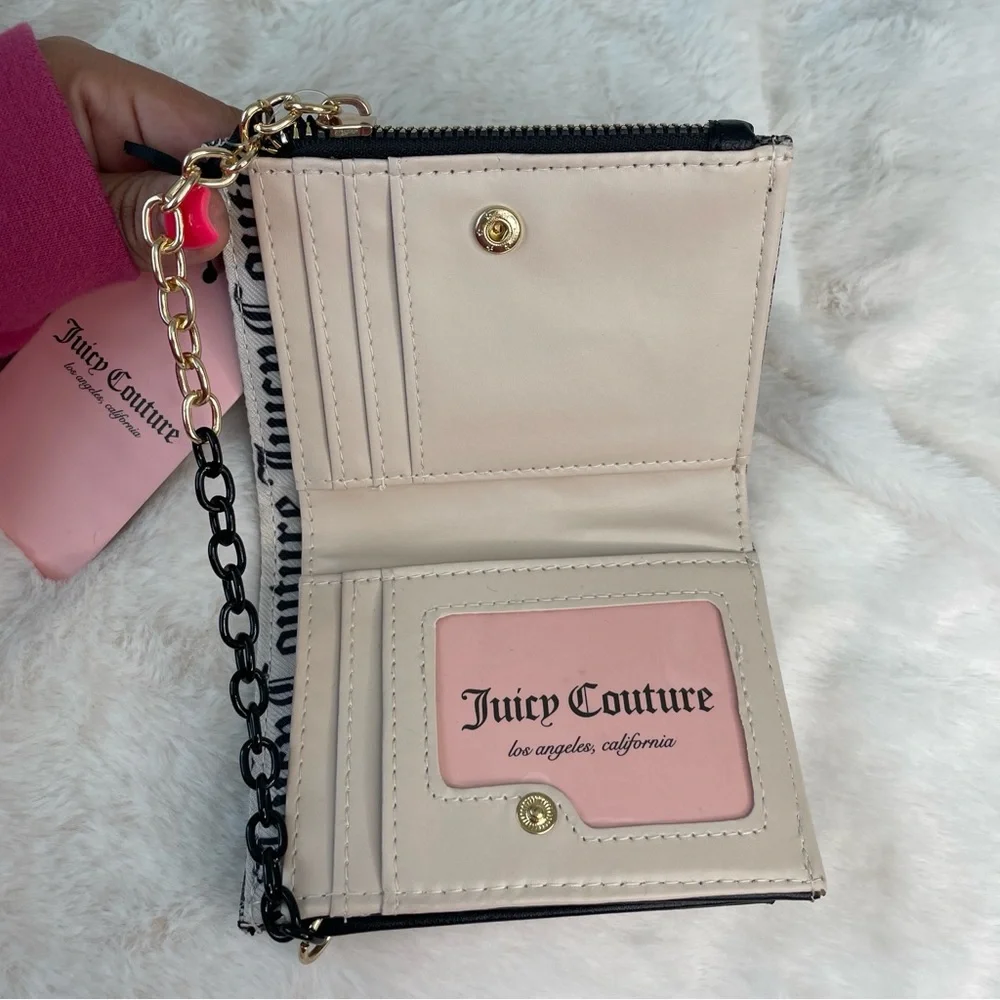 NEW Juicy‎ Couture Gothic Logo Wallet and Heart Coin Purse Set Black